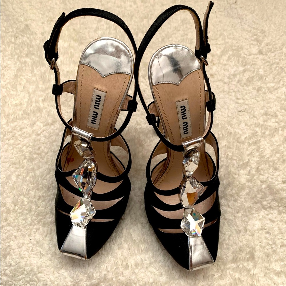 Miu Miu Jeweled Slingbacks